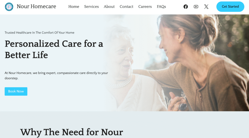 Nour Homecare Home care Website