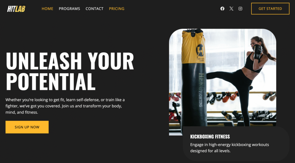 Hitlab Fitness Kickboxing Website